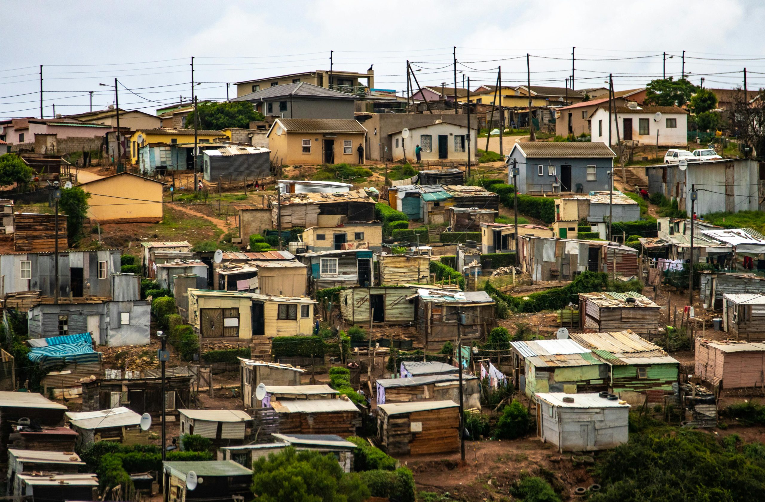 Captivating aerial photo showcasing a densely packed informal housing settlement.
